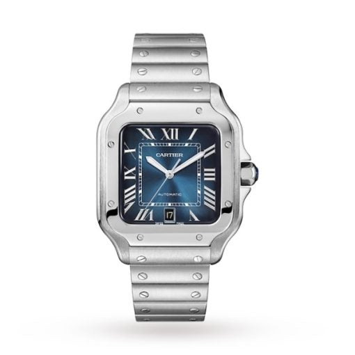Cartier Santos de Cartier Men Automatic Blue Stainless Steel Watch