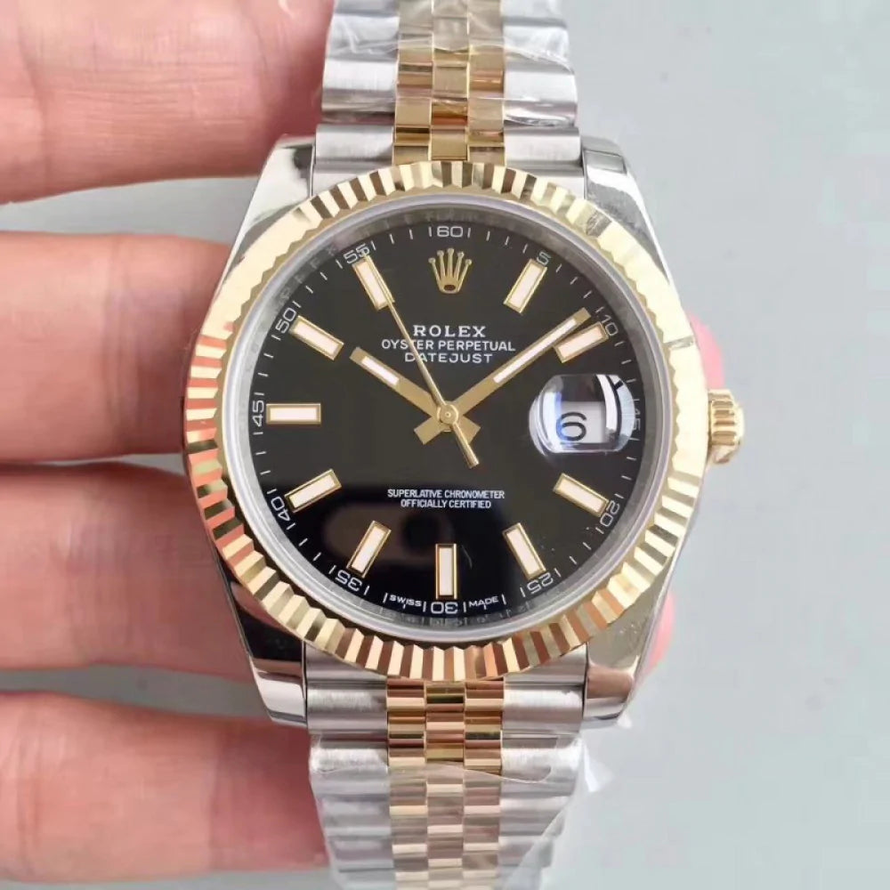 Rolex Datejust II Two Tone Black Stick Dial Jubilee 41mm