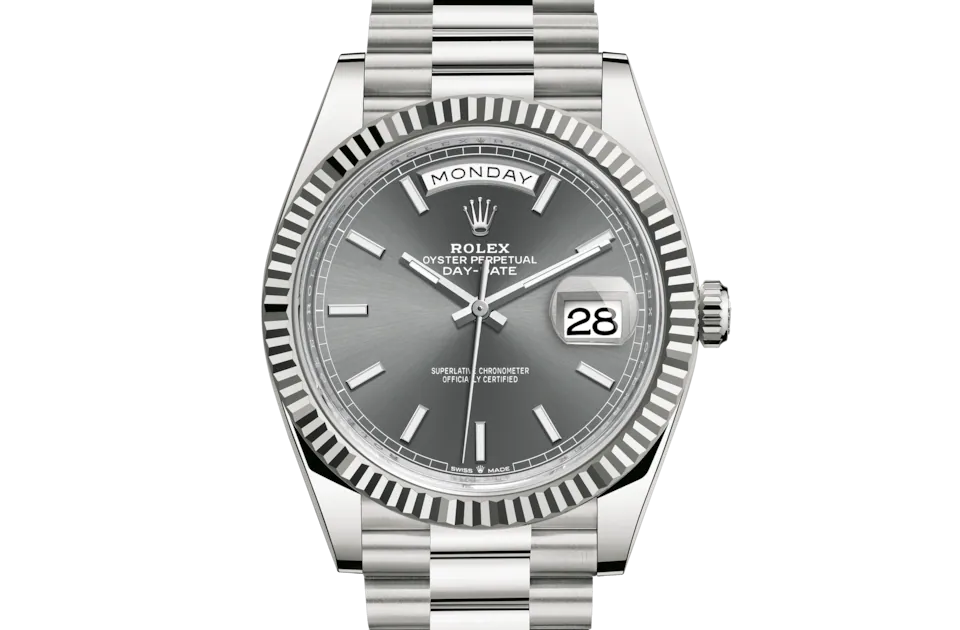DAY-DATE 40 mm stainless steel grey dial